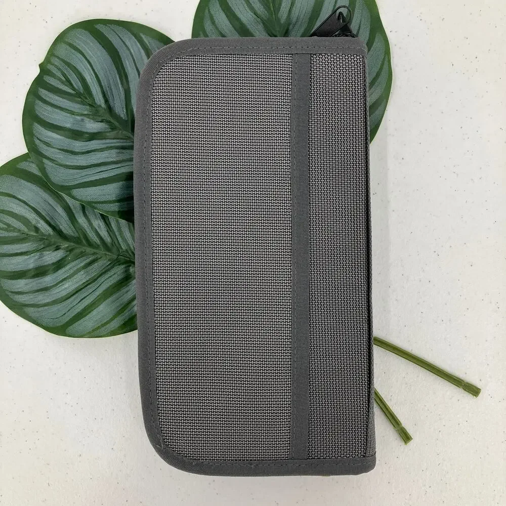 Rectangle Dark Gray Zip Around Side Handle Business Office Organizer Travel Bag